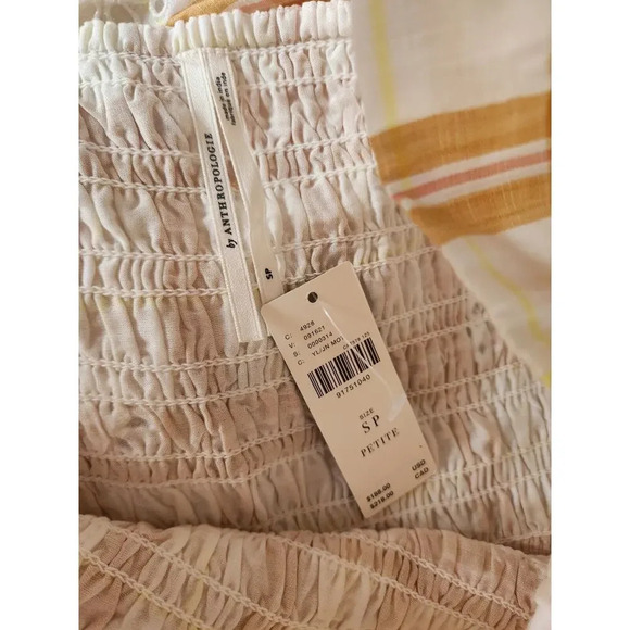 NWT Anthropologie Puff-Sleeve Eyelet Midi Dress Size SP Petites Yellow #9H414 - Picture 11 of 13